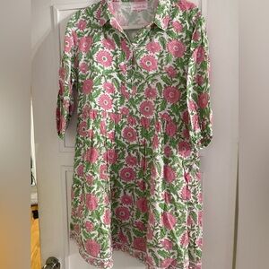 Floral Pink and Green Midi Dress